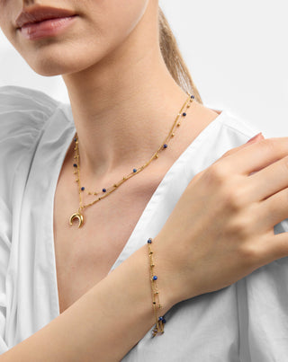 Vergoldetes Edelstahlarmband mit Lapislazuli Mys_1 - 2