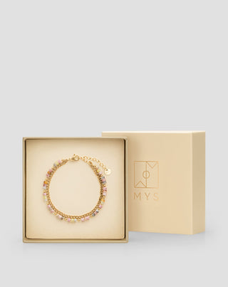 Vergoldetes Edelstahlarmband mit Mys in Rosa und Zitronenjade - 5