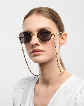 Vergoldete Brillenkette mit Achat, Maifan, Jaspis und Aventurin Mys_2 - 3