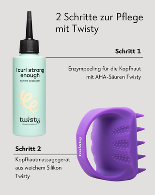 Silikonisches Massagegerät-Set + Enzympeeling zur Reinigung und Stimulierung der Mikrozirkulation der Kopfhaut Twisty - 3